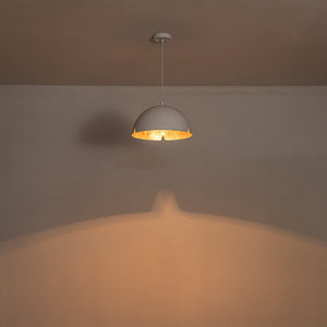 Suspension cloche industrielle 1 lumière en métal noir/blanc de 38 cm avec abat-jour en fer pour salles à manger, cuisines
