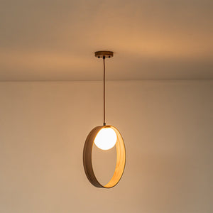 30,5 cm 1-flammige moderne ovale Pendelleuchte aus Walnussholz mit weißem Glasschirm für Esszimmer, Kücheninsel