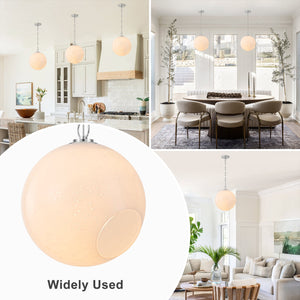 Suspension Globe Moderne Chromé avec Abat-jour en Verre Bulle Blanc pour Îlot de Cuisine, Salle à Manger
