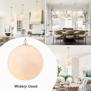 Suspension Globe Moderne Chromé avec Abat-jour en Verre Bulle Blanc pour Îlot de Cuisine, Salle à Manger
