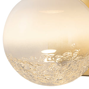 Applique murale DEL intégrée, sphérique, moderne, dorée, à 1 lumière, de 15 cm, avec abat-jour en verre blanc pour salle de bain et couloir