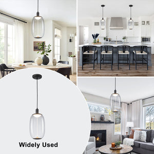 Suspension LED intégrée dimmable moderne 1 lumière de 10 watts avec abat-jour tambour pour îlot de cuisine