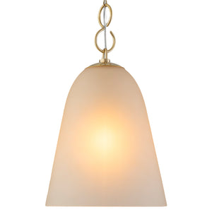 1-Light Modern Gold Bell Shaped Chandelier Hanging Light with Champagne-Colored Glass Shade for Dining Room