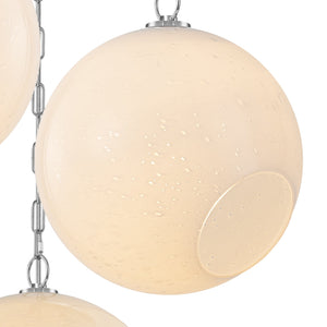Suspension Globe Moderne Chromé avec Abat-jour en Verre Bulle Blanc pour Îlot de Cuisine, Salle à Manger