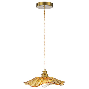 Pendentif suspendu moderne rose 1 lumière de 28 cm avec abat-jour en verre en forme de fleur pour chambre à coucher, îlot de cuisine