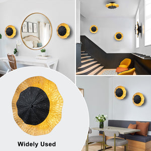Applique murale LED intégrée ronde à intensité variable de 11,41 po, 13 watts, noir mat et feuille d'or pour couloir
