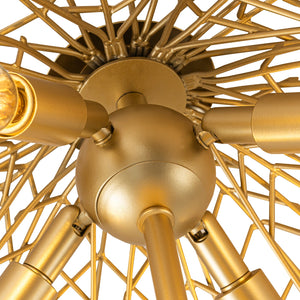 26 Zoll 4-flammige moderne luxuriöse goldfarbene halbeinbaubare Deckenleuchte mit Metallblätterschirm