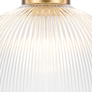 Suspension dôme en laiton pour îlot de cuisine ou salle à manger, 1 lumière, au design industriel avec abat-jour en verre transparent