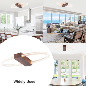 Plafonnier encastré LED intégré ovale marron moderne à 1 lumière de 31,5 po, intensité variable