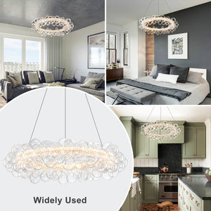 1-Leuchtgoldene moderne runde Kugel-Kristall-LED-Pendelleuchte, dimmbar, mit Glasblasen