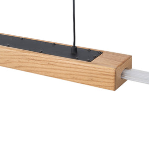 47.24 po. Suspension linéaire DEL intégrée moderne noire à 1 lumière avec accent en bois pour îlot de cuisine