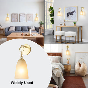 6 Zoll, 1-flammige, moderne Wandleuchte aus Messing mit glockenförmigem Glasschirm aus Milchglas für Schlafzimmer, Wohnzimmer, Flur