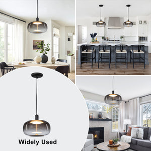 Suspension LED intégrée dimmable moderne 1 lumière de 10 watts avec abat-jour tambour pour îlot de cuisine