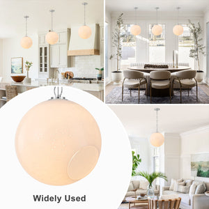 Suspension Globe Moderne Chromé avec Abat-jour en Verre Bulle Blanc pour Îlot de Cuisine, Salle à Manger
