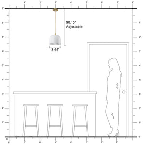 1-flammige Pendelleuchte aus goldfarbenem Eisen in halbkuppelförmigem Design mit mattweißem Metallschirm und Aushöhlungen für das Wohnzimmer