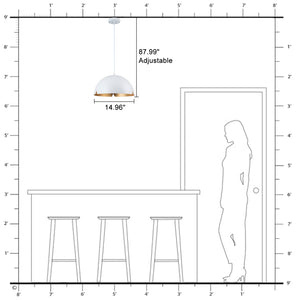 Suspension cloche industrielle 1 lumière en métal noir/blanc de 38 cm avec abat-jour en fer pour salles à manger, cuisines