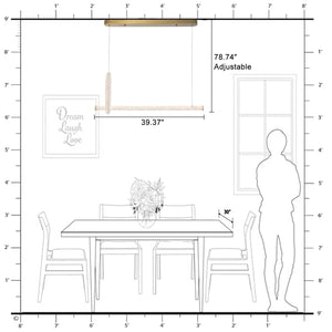 Lustre suspension LED intégré dimmable 2 lumières, moderne, luxe, avec anneau et barre dorés et cristaux pour salle à manger