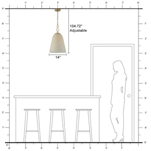 1-Light Modern Gold Bell Shaped Chandelier Hanging Light with Champagne-Colored Glass Shade for Dining Room