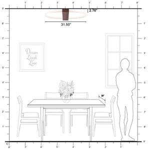 Plafonnier encastré LED intégré ovale marron moderne à 1 lumière de 31,5 po, intensité variable