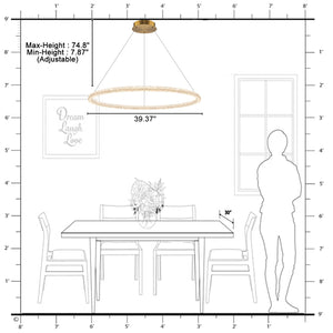 1-flammige moderne goldene Metallring-Kristall-LED-Pendelleuchte, dimmbarer Kronleuchter für Esszimmer