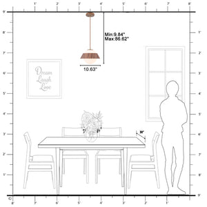Suspension globe à 1 lumière en bois avec abat-jour en verre blanc de 27 cm pour îlot de cuisine et chambre à coucher