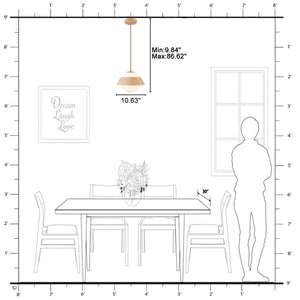 Suspension globe à 1 lumière en bois avec abat-jour en verre blanc de 27 cm pour îlot de cuisine et chambre à coucher