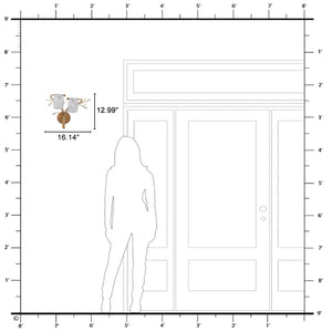 Applique murale 2 lumières or antique de 40,9 cm avec abat-jour en verre dépoli, luminaire mural pour chambre ou salon
