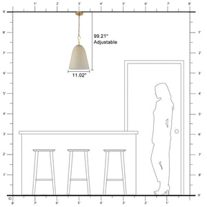 1-Light Modern Gold Bell Shaped Chandelier Hanging Light with Champagne-Colored Glass Shade for Dining Room