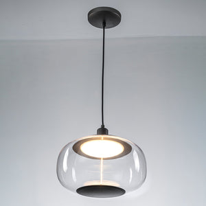 Suspension LED intégrée dimmable moderne 1 lumière de 10 watts avec abat-jour tambour pour îlot de cuisine