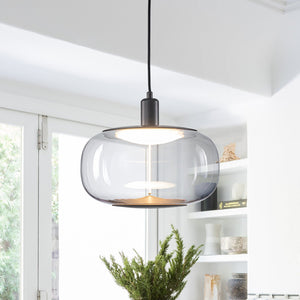 Suspension LED intégrée dimmable moderne 1 lumière de 10 watts avec abat-jour tambour pour îlot de cuisine