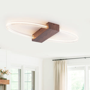 Plafonnier encastré LED intégré ovale marron moderne à 1 lumière de 31,5 po, intensité variable