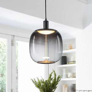 Suspension LED intégrée dimmable moderne 1 lumière de 10 watts avec abat-jour tambour pour îlot de cuisine