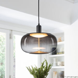 Suspension LED intégrée dimmable moderne 1 lumière de 10 watts avec abat-jour tambour pour îlot de cuisine