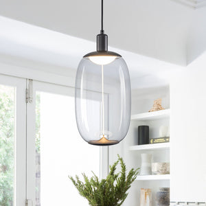 Suspension LED intégrée dimmable moderne 1 lumière de 10 watts avec abat-jour tambour pour îlot de cuisine
