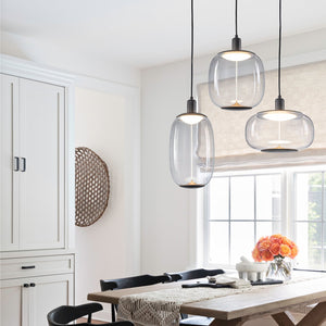 Suspension LED intégrée dimmable moderne 1 lumière de 10 watts avec abat-jour tambour pour îlot de cuisine