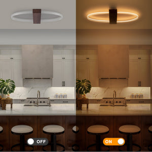 Plafonnier encastré LED intégré ovale marron moderne à 1 lumière de 31,5 po, intensité variable