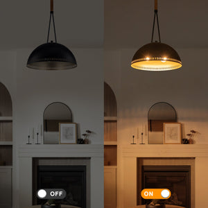 Suspension lustre dôme industriel vintage 3 lumières 40 cm en métal avec abat-jour en fer pour cuisine, salle à manger