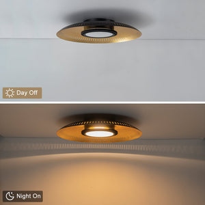 Plafonnier encastré à DEL à intensité variable noir industriel moderne à 1 lumière de 22,8 po avec abat-jour en dôme métallique