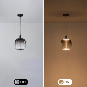 Suspension LED intégrée dimmable moderne 1 lumière de 10 watts avec abat-jour tambour pour îlot de cuisine