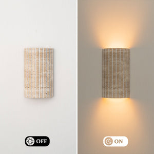 Applique murale LED intégrée, dimmable, semi-cylindrique moderne en travertin, 5,11 po, 1 lumière, pour chambre à coucher ou escalier