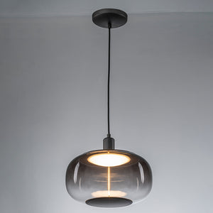 Suspension LED intégrée dimmable moderne 1 lumière de 10 watts avec abat-jour tambour pour îlot de cuisine