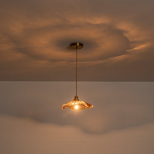 Pendentif suspendu moderne rose 1 lumière de 28 cm avec abat-jour en verre en forme de fleur pour chambre à coucher, îlot de cuisine
