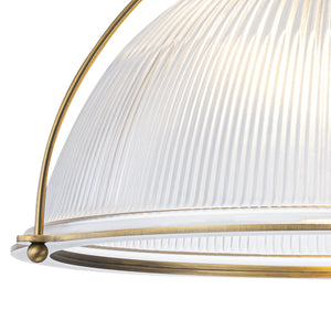 Suspension dôme en laiton pour îlot de cuisine ou salle à manger, 1 lumière, au design industriel avec abat-jour en verre transparent