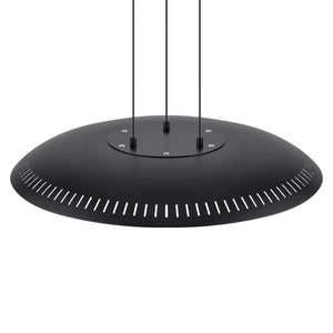 Lustre suspendu à dôme moderne noir à intensité variable, 1 lumière, 24 W, avec abat-jour en métal, pour salle à manger, îlot de cuisine