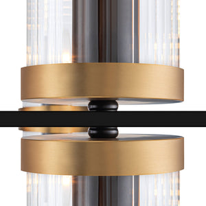 Lustre suspendu 16 lumières de luxe moderne en fer noir et or de 89,5 cm avec abat-jour en verre pour salon, salle à manger