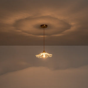 Pendentif suspendu moderne rose 1 lumière de 28 cm avec abat-jour en verre en forme de fleur pour chambre à coucher, îlot de cuisine