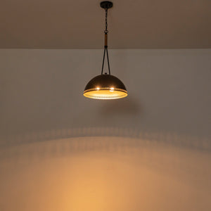 Suspension lustre dôme industriel vintage 3 lumières 40 cm en métal avec abat-jour en fer pour cuisine, salle à manger