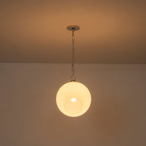 Suspension Globe Moderne Chromé avec Abat-jour en Verre Bulle Blanc pour Îlot de Cuisine, Salle à Manger