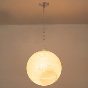 Suspension Globe Moderne Chromé avec Abat-jour en Verre Bulle Blanc pour Îlot de Cuisine, Salle à Manger