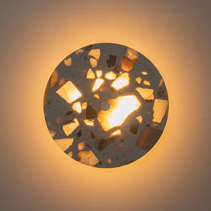 8.07 in. 1-flammige moderne runde dimmbare LED-Wandleuchte mit Mable Terrazzo-Schirm für Schlafzimmer, Foyer, Flur